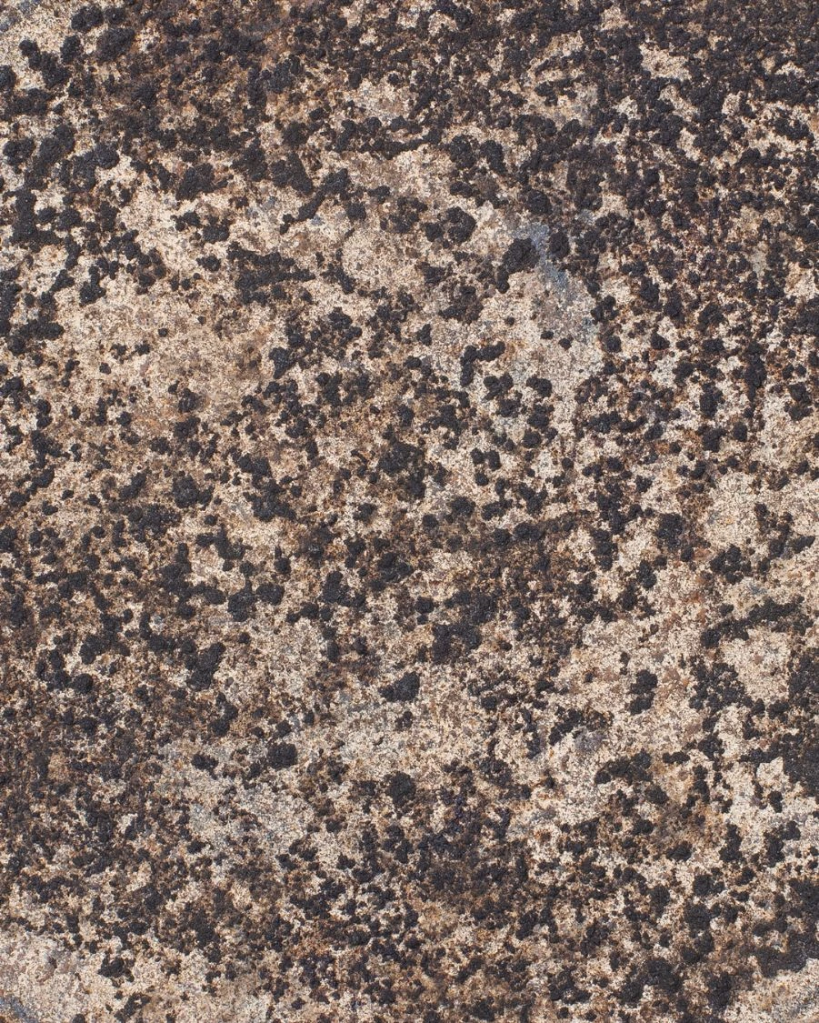 Close-up of the speckled clay surface of Plate III by Louis Vincent